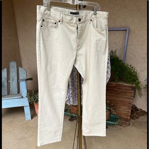 John Varvatos men’s tan jeans…lightly distressed, great stitch details. 36”x 28”
